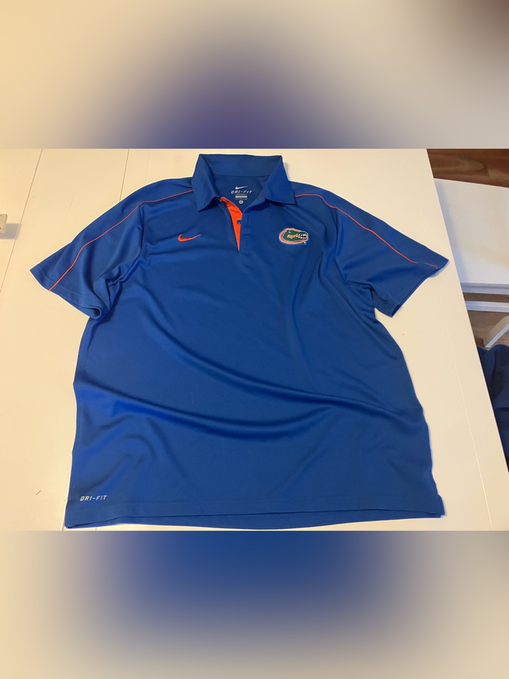 Nike Blue Polo with Orange Trim and Team Patch Florida gators